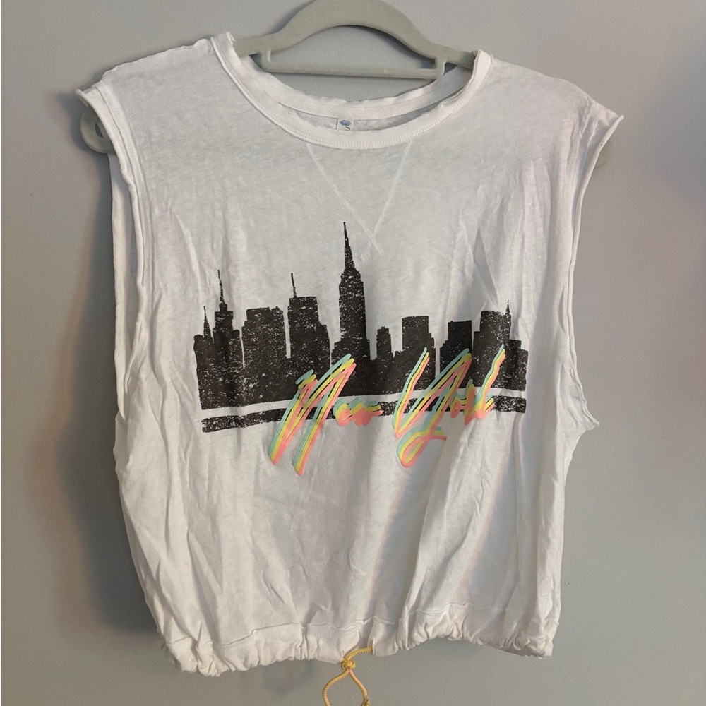 FP Movement by Free People White Graphic Crop Top